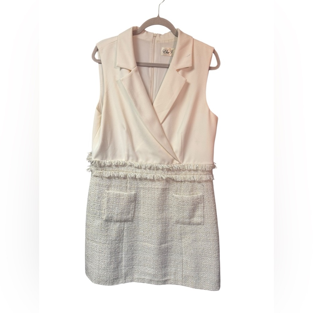 Eliza J Cream and Gray Mini Dress